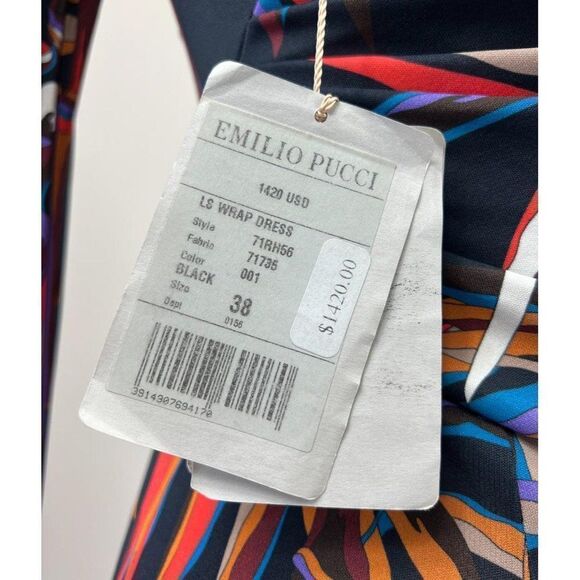 NWT EMILIO PUCCI Black Runway Bamboo Leaf Print Sheath Mini Dress Size I… - Picture 11 of 16
